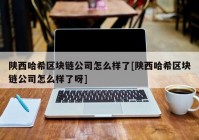 陕西哈希区块链公司怎么样了[陕西哈希区块链公司怎么样了呀]